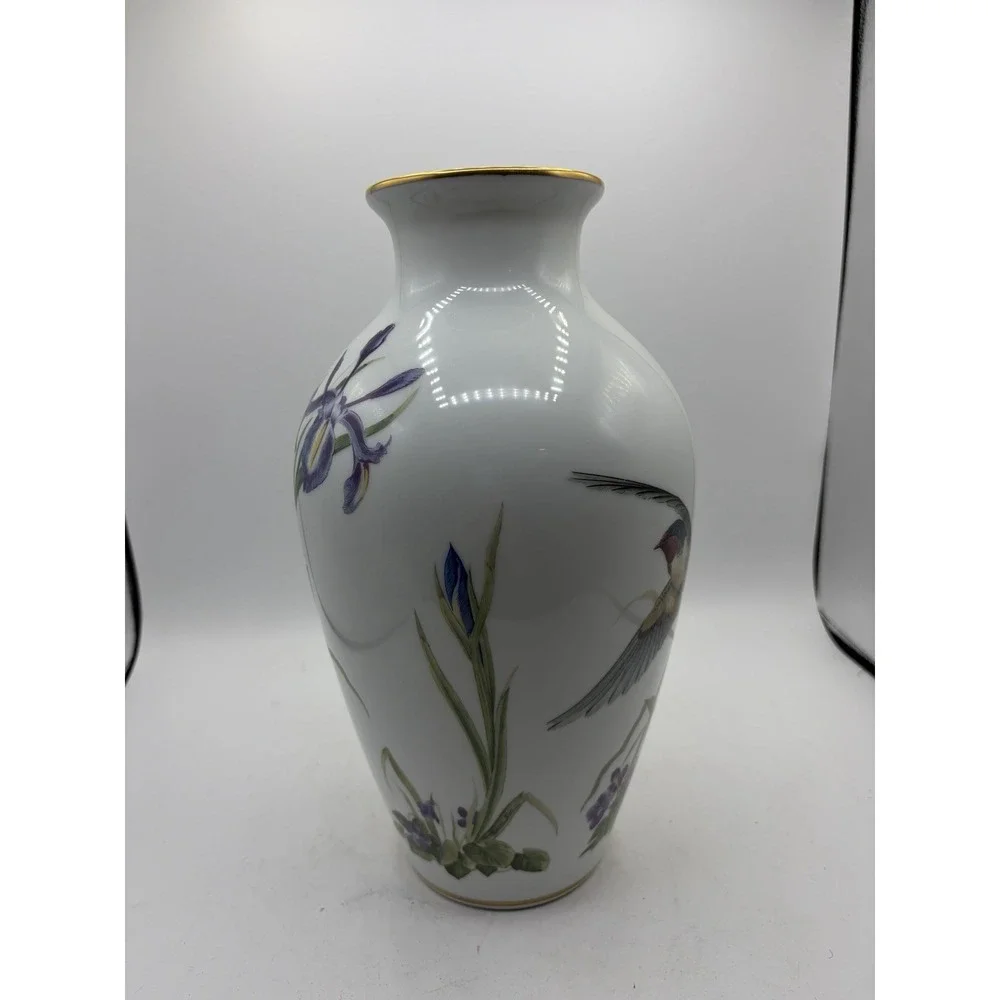 Franklin Porcelain Meadowland Bird Vase Basil Ede Limited Edition 11.5
